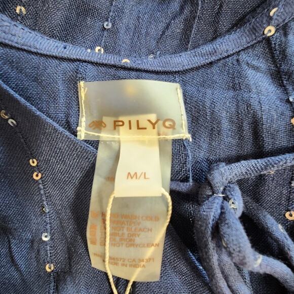 PilyQ Angelica Sequin Tunic Cover Up Island Blue‎ Size M/L - Picture 7 of 8